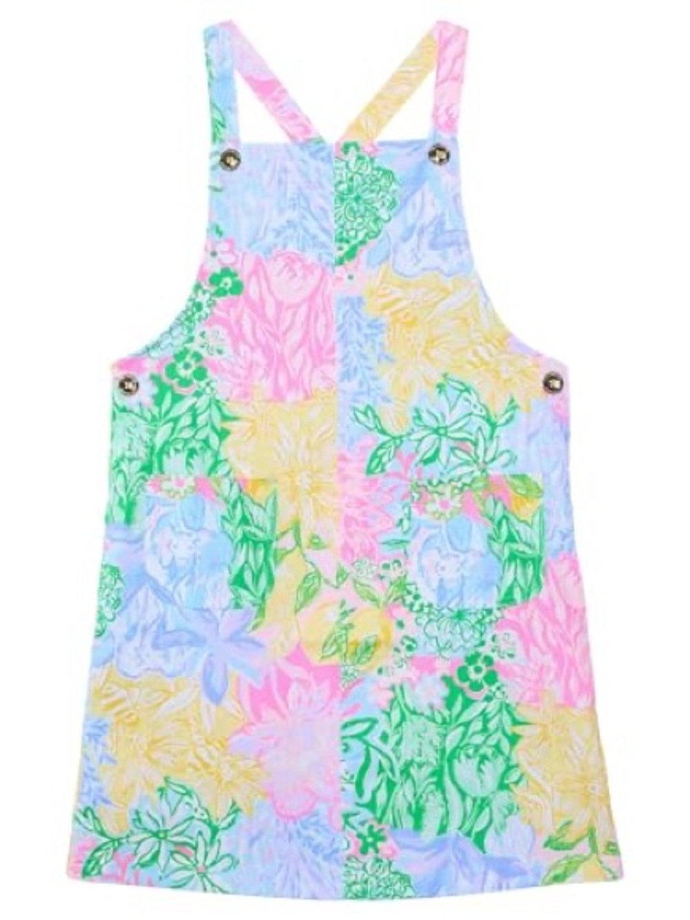 Lilly Pulitzer Kids Varney Overall Dress in Multi Bright Delight Patch - Size 7